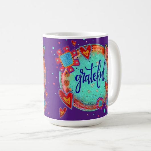 Leuk inspirerend dankbare bloemharten koffiemok (Voorkant rechts)