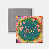 Leuk Inspirerend Delen Harten Bloemen Plezier Magneet (Voorkant / Achterkant)