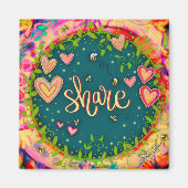 Leuk Inspirerend Delen Harten Bloemen Plezier Magneet (Voorkant)