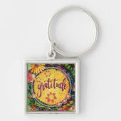  Leuk Inspirerende Dankbaarheid Bloemen Sleutelhanger (Voorkant)