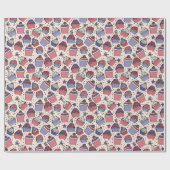 Leuk Ivoor Juli 4 Patriottische Cupcakes Cadeaupapier (Vlak)