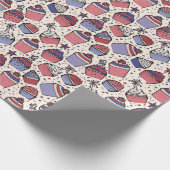 Leuk Ivoor Juli 4 Patriottische Cupcakes Cadeaupapier (Hoek)