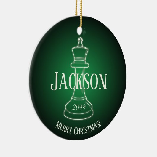Leuk Ivory King Schaakstuk met Naam Keramisch Ornament (Rechts)
