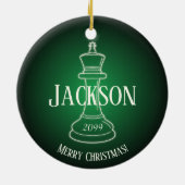 Leuk Ivory King Schaakstuk met Naam Keramisch Ornament (Achterkant)