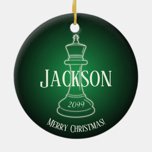 Leuk Ivory King Schaakstuk met Naam Keramisch Ornament (Achterkant)