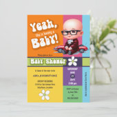Leuk Ja Baby Retro Baby shower Kaart (Staand voorkant)
