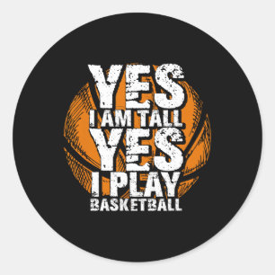 Leuk Ja Ik ben Lang Ik speel Bysketbyll Hoops Spel Ronde Sticker