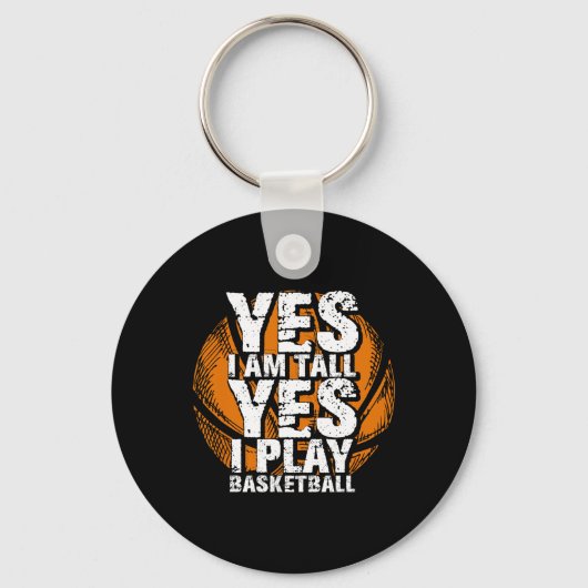 Leuk Ja Ik Ben Lang Ik Speel Bysketbyll Hoops Spel Sleutelhanger (Voorkant)