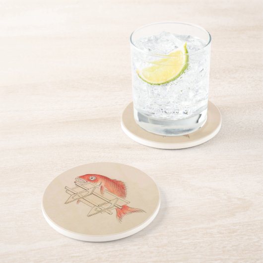 Leuk Japans Vis Yokai Zandsteen Onderzetter (Zijkant)