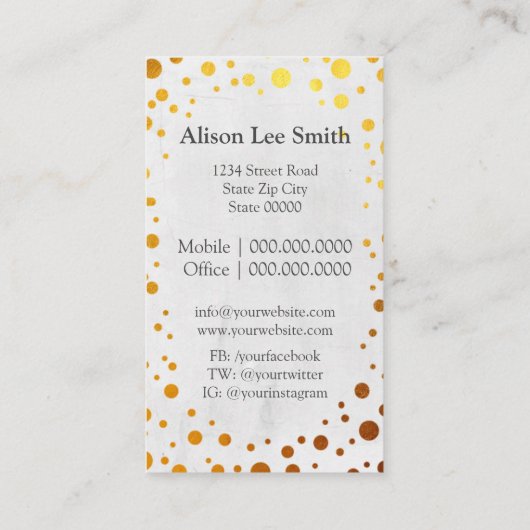 Leuk je te ontmoeten. Goud stip Visitekaartje (Achterkant)