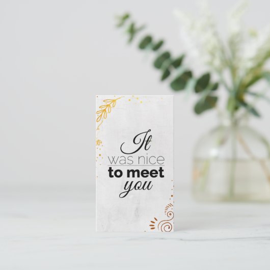 Leuk je te ontmoeten. goudsieraden visitekaartje (Staand voorkant)