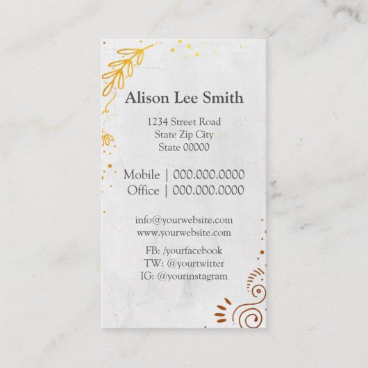 Leuk je te ontmoeten. goudsieraden visitekaartje (Achterkant)