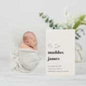 Leuk je te ontmoeten | Moderne fotogeboorte Aankondiging (Staand voorkant)