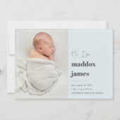 Leuk je te ontmoeten | Moderne fotogeboorte Aankondiging (Voorkant)