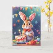 Leuk jong konijn met verjaardagstaart! | KAART (Gele Bloem)