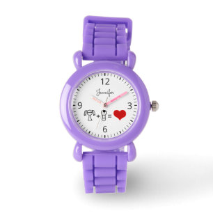 Leuk jongen en meisjes de naamrood van de horloge