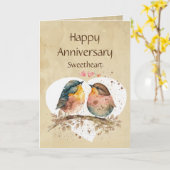 Leuk Jubileum Liefje Liefje Vogel Humor Kaart (Gele Bloem)