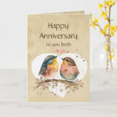 Leuk Jubileum voor Both Love bird Humor Kaart (Gele Bloem)
