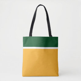 Leuk kamp groen wit bovenste strepen op goudgeel tote bag