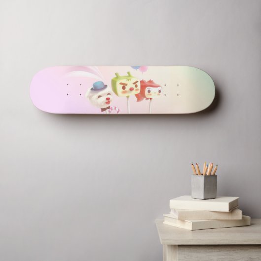 Leuk karakter taart Poppen Persoonlijk Skateboard (Muurkunst (Horizontaal))