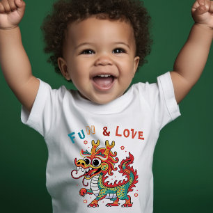 Leuk Karton Draak Chinees Nieuwjaar Fu Kinder Gift Kinder Shirts