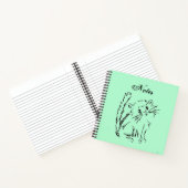 Leuk Kat Cartoon Groen Vierkant Spiraal Notitieboek (Binnen)