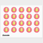 Leuk Kat Golfer Rood Achtergrond Ronde Sticker (Vel)