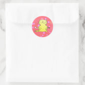 Leuk Kat Golfer Rood Achtergrond Ronde Sticker (Tas)