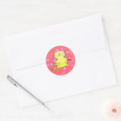 Leuk Kat Golfer Rood Achtergrond Ronde Sticker (Envelop)
