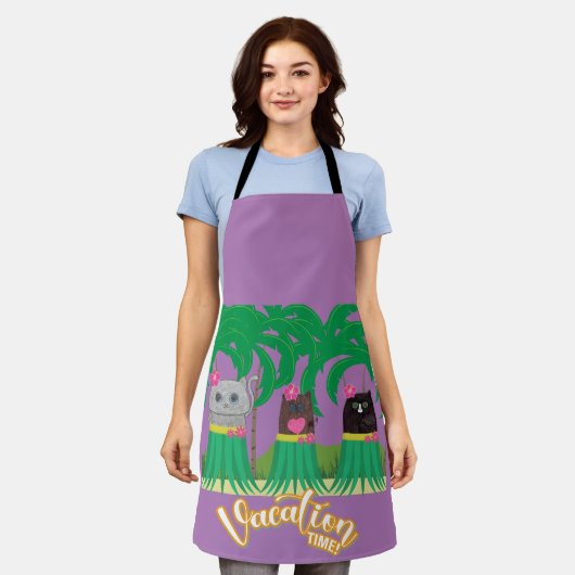 Leuk Kat Hula Meisjes Vakantie Tijd Schort (Gedragen)