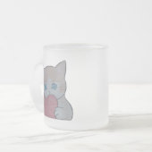 Leuk katje met hart matglas koffiemok (Voorkant links)