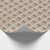 Leuk kattenwikkelpapier met gele paarse tinten cadeaupapier (Hoek)