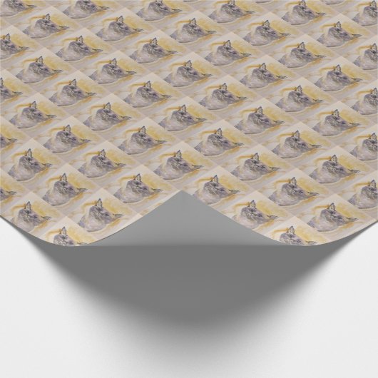 Leuk kattenwikkelpapier met gele paarse tinten cadeaupapier (Hoek)