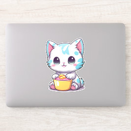 Leuk Kawaii Kat Gezicht | Sweet Cat Embleem Sticker