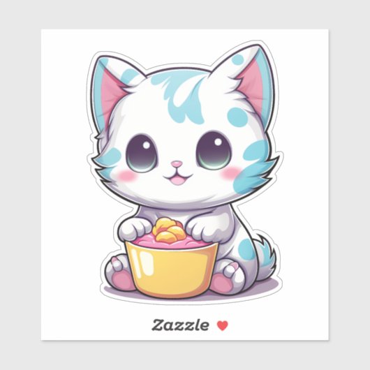 Leuk Kawaii Kat Gezicht | Sweet Cat Embleem Sticker (Vel)