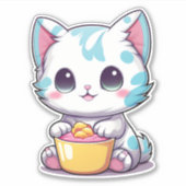 Leuk Kawaii Kat Gezicht | Sweet Cat Embleem Sticker (Voorkant)