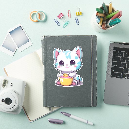Leuk Kawaii Kat Gezicht | Sweet Cat Embleem Sticker (iPad Cover)