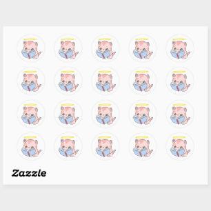 Leuk kawaii kat lezen boek ronde sticker