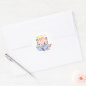 Leuk kawaii kat lezen boek ronde sticker (Envelop)