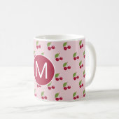 Leuk Kersenpatroon Persoonlijk Monogram Koffiemok (Voorkant rechts)