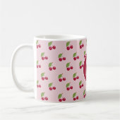 Leuk Kersenpatroon Persoonlijk Monogram Koffiemok (Links)
