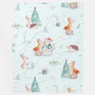 Leuk kerst dieren patroon fleece deken