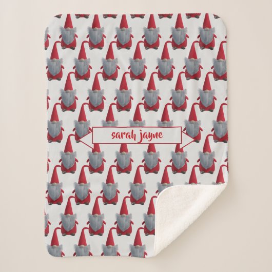 Leuk Kerst Gnome Pattern Gepersonaliseerde Kindere Sherpa Deken (Voorkant)