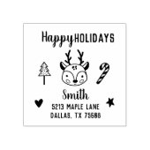 Leuk Kerst Hand-getrokken rendier retour adres Rubberstempel (Afrduk)