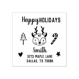 Leuk Kerst Hand-getrokken rendier retour adres Rubberstempel
