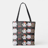 Leuk Kerst Kat Naadloos Patroon Tote Bag (Achterkant)