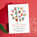 Leuk Kerst Katten Vakantie Party Kaart<br><div class="desc">Nodig gasten uit op uw kerstfeest in stijl met onze Schattigee kerstkatten feestuitnodigingen. Het feest nodigt uit tot een kring van schattige katten met kerstmutsen, winterse petten, sjaals en truien in een rood en turquoise kleurenschema. Personaliseer de uitnodigingen door uw feestgegevens toe te voegen. De achterkant heeft een rode achtergrond....</div>