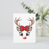 Leuk kerst rendier gezicht briefkaart (Staand voorkant)