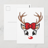 Leuk kerst rendier gezicht briefkaart (Voorkant / Achterkant)