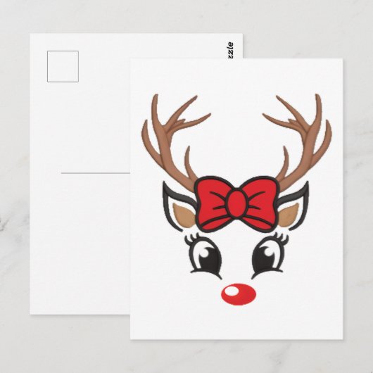 Leuk kerst rendier gezicht briefkaart (Voorkant / Achterkant)